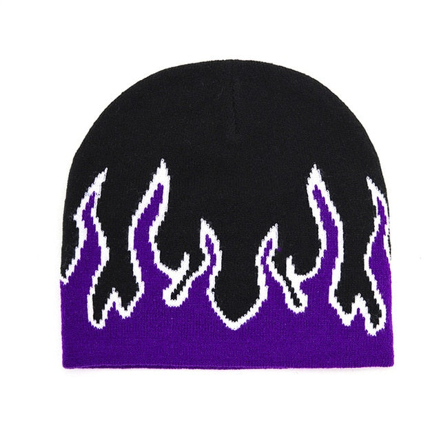 Soft Warm Unisex Bonnet With Flames