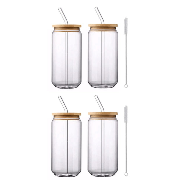Glass Cup With Lid Straw Included
