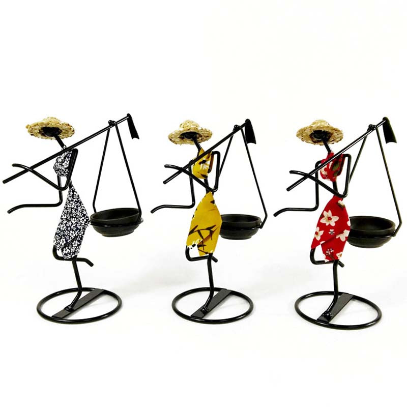 Lady Character Iron Candlestick
