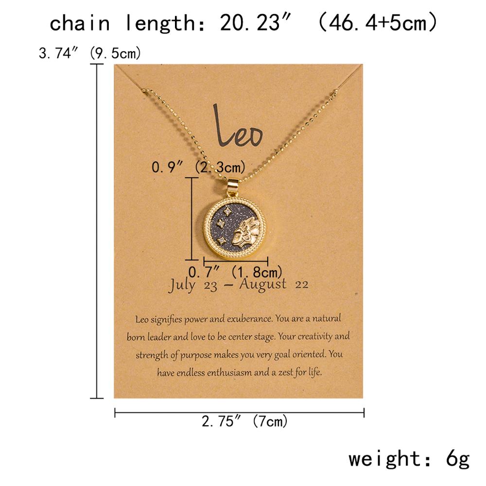 Horoscope Zodiac Sign Gold Pendant Necklace