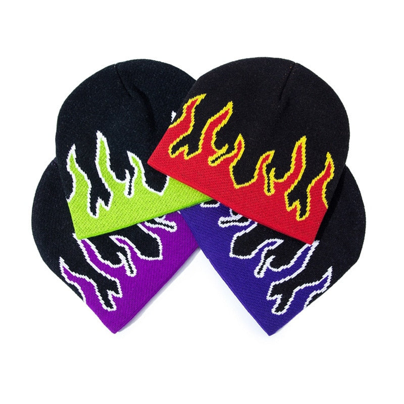 Soft Warm Unisex Bonnet With Flames