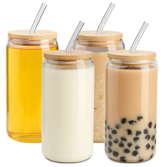 Glass Cup With Lid Straw Included