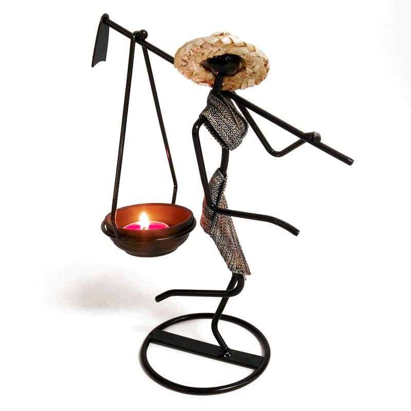 Lady Character Iron Candlestick