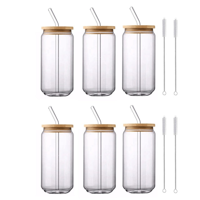 Glass Cup With Lid Straw Included