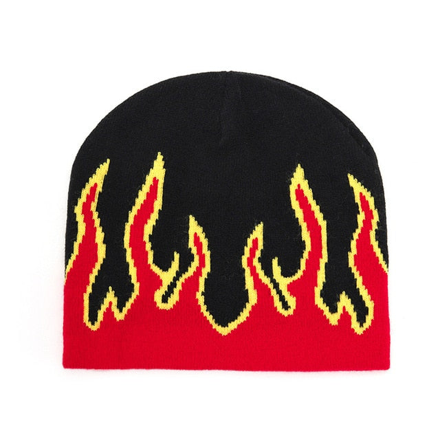 Soft Warm Unisex Bonnet With Flames