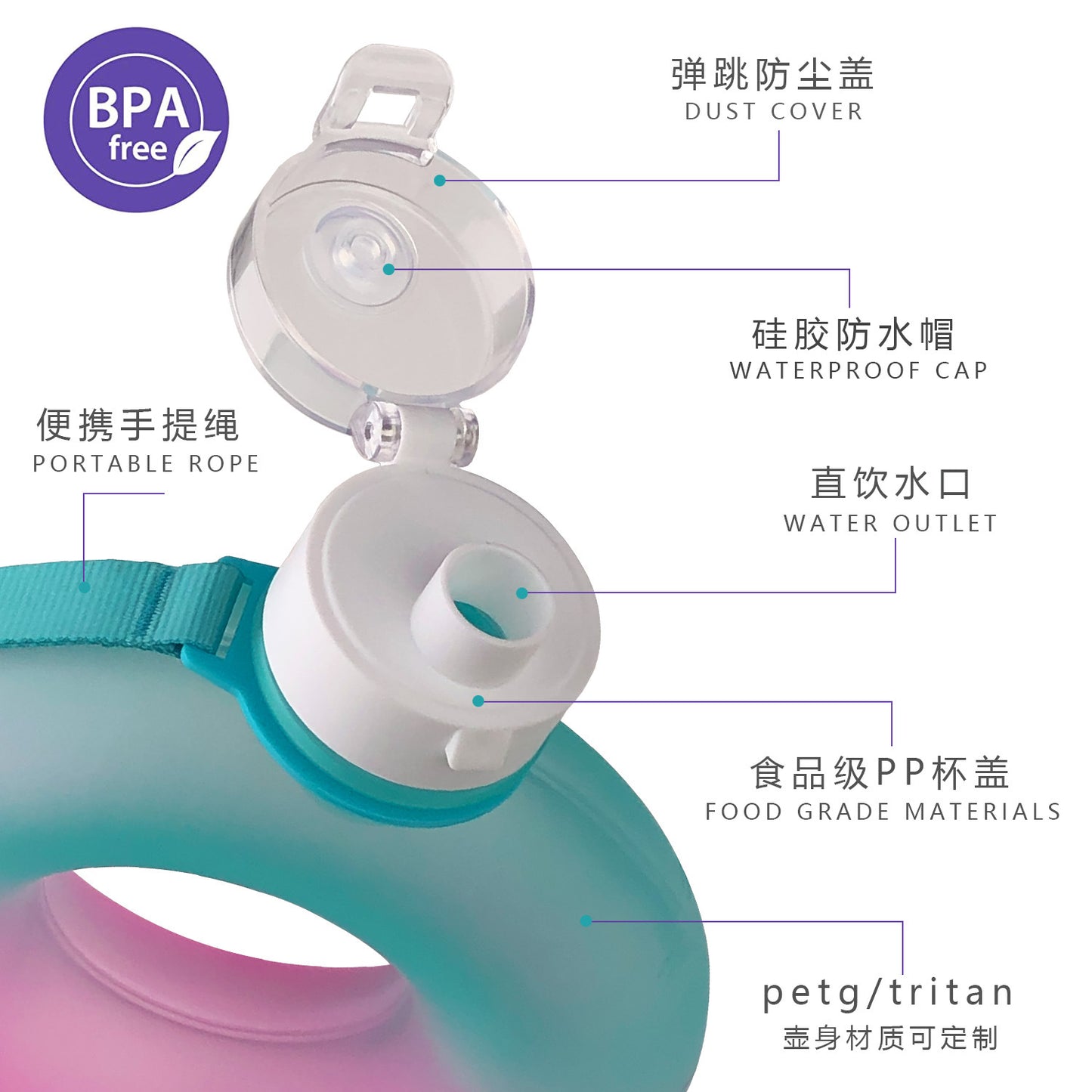 Water Bottle Donut Shaped Cute 1L