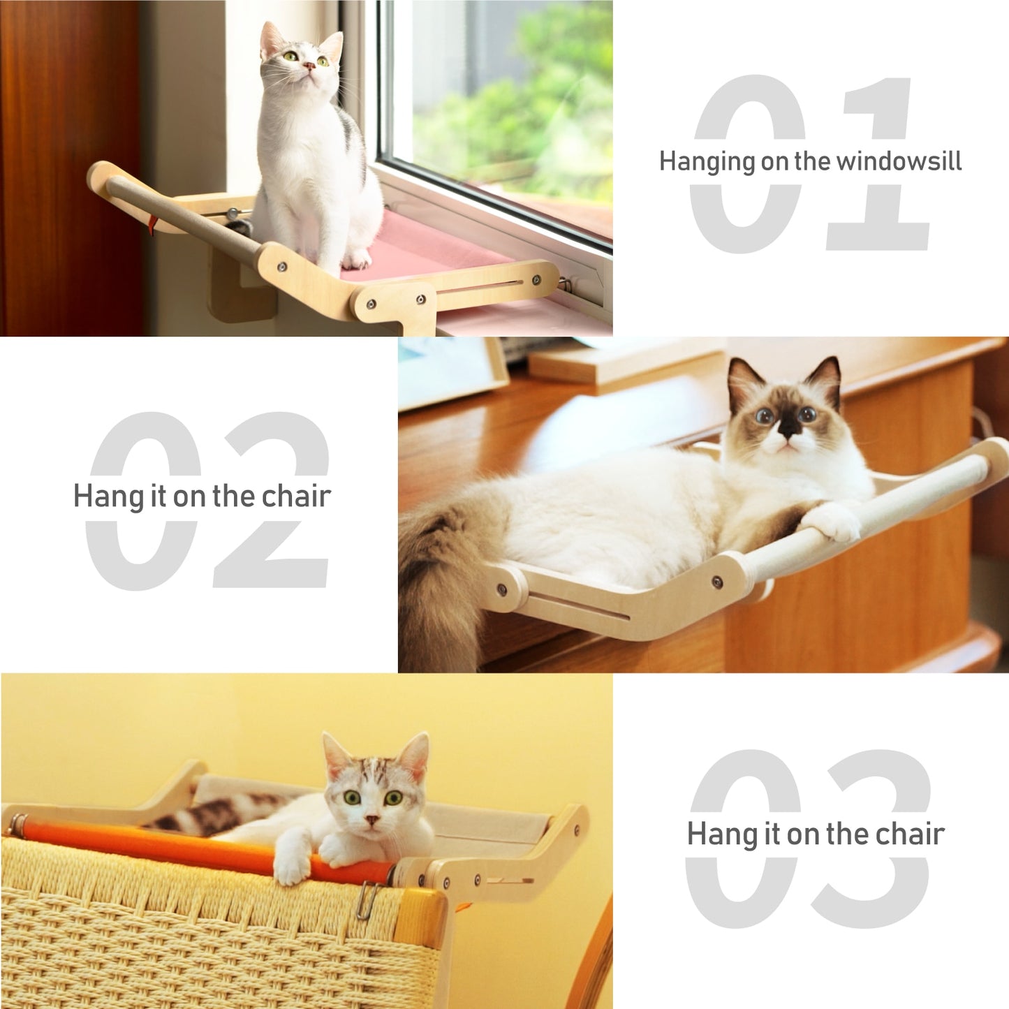 Window Perch Wooden Assembly Hanging Bed Hammock Cats