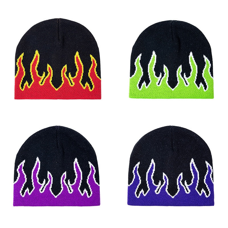 Soft Warm Unisex Bonnet With Flames