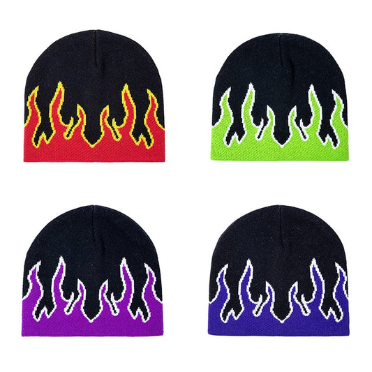 Soft Warm Unisex Bonnet With Flames