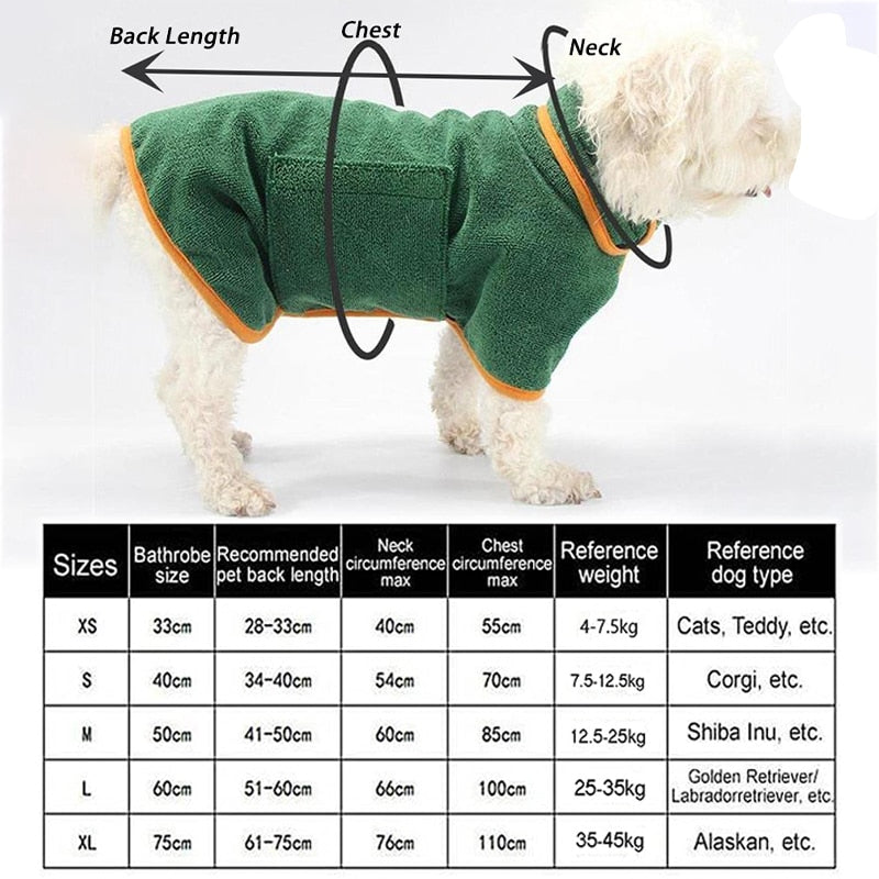 Pet Drying Coat Microfiber Absorbent
