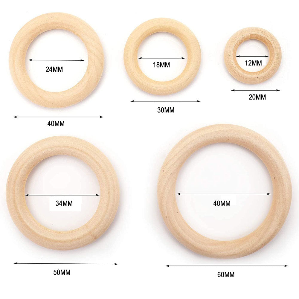 Natural Wood Rings 15-100MM
